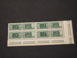 ITALIA  REPUBBLICA - PACCHI POSTALI - 1955 CORNO L. 200, Stelle 4a, In Quartina - NUOVO(++) - Paquetes Postales
