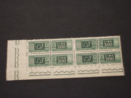 ITALIA  REPUBBLICA - PACCHI POSTALI - 1955 CORNO L. 200, Stelle 2a, In Quartina - NUOVO(++) - Paketmarken