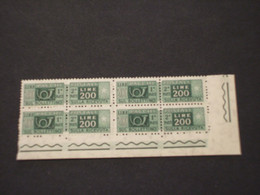 ITALIA  REPUBBLICA - PACCHI POSTALI - 1955 CORNO L. 200, Stelle 2a, In Quartina - NUOVO(++) - Postal Parcels