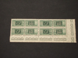 ITALIA  REPUBBLICA - PACCHI POSTALI - 1955 CORNO L. 200, Stelle 2a, In Quartina - NUOVO(++) - Postal Parcels