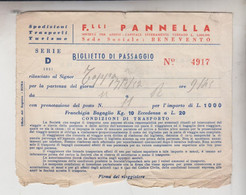 Ticket Buillet Biglietto Autobus Bus F.lli Pannella Benevento Pullman Roma Napoli Con Bollo Lire 18 - Europe