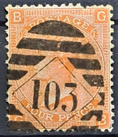 GREAT BRITAIN 1865 - Canceled - Sc# 43 - Plate 13 - 4d - Oblitérés