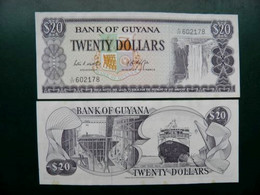 Banknote Guyana P-24b $20 Dollars Waterfall Fall Ferry Vessel Ship Building A/27 - Guyana