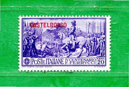 (Riz) Colonie Italiane  **- 1930 - EGEO - CASTELROSSO. FERRUCCI. 25 CENT.  Unif. 12.   MNH - Castelrosso