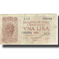 Billet, Italie, 1 Lira, 1944, 1944-11-23, KM:29a, TB - Regno D'Italia – 1 Lira