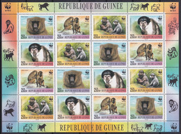 F-EX20062 GUINEE GUINEA MNH 1989 WWF MONKEY SHEET. - Chimpanzés