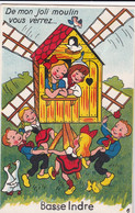 ¤¤    -  BASSE-INDRE   -   Carte à Systême   -  Moulin, Enfants      -    ¤¤ - Basse-Indre