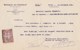 Timbre Fiscal Banque Du Hainaut Mons - Documents