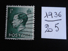 Grande-Bretagne 1936 - Edouard VII  1/2 P Vert - Y.T. 205 - Oblitéré - Used - Gestempeld. - Usados