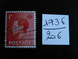 Grande-Bretagne 1936 - Edouard VII  1 P Rose-rouge - Y.T. 206 - Oblitéré - Used - Gestempeld. - Usati