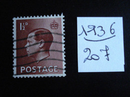Grande-Bretagne 1936 - Edouard VII  1 1/2 P Brun-rouge - Y.T. 207 - Oblitéré - Used - Gestempeld. - Usados