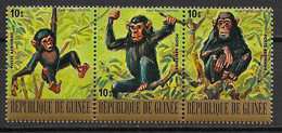 Guinée - 1977 - Poste Aérienne PA N°Yv. 125 à 127 - Singe / Chimpanze - Neuf Luxe ** / MNH / Postfrisch - Chimpanzees