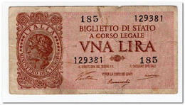 ITALY,1 LIRA,1944,P.29a,FINE - Italia – 1 Lira