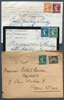 France, Lot De 3 Enveloppes Avec Semeuse Camée - Oblitération Mécanique - (C2054) - 1906-38 Säerin, Untergrund Glatt