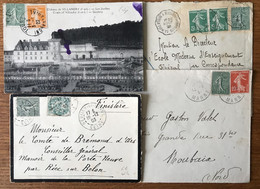 France, Lot De 4 Enveloppes Et Carte Avec Semeuse Lignée Et Camée - (C2057) - 1877-1920: Période Semi Moderne