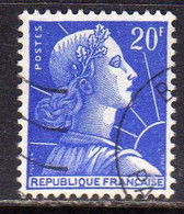 FRANCE FRANCIA 1955 1959 MARIANNE MARIANNA ALLA NEF 20f USATO USED OBLITERE' - 1959-1960 Marianne (am Bug)