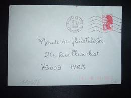 LETTRE TP LIBERTE 2,20 OBL.MEC. ROUGE NOIR 6-12 1988 94 SUCY EN BRIE VAL DE MARNE - Mechanical Postmarks (Other)