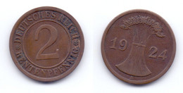 Germany 2 Rentenpfennig 1924 A - 5 Renten- & 5 Reichspfennig