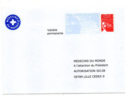 PAP Réponse Luquet--Entier "Médecins Du Monde"--Enveloppe Réponse PRIO - NEUF ..n° 0406768 - ............à Saisir - PAP : Antwoord /Luquet