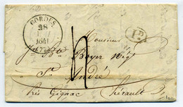 T12 CORDES + Taxe 1 Décime  Rurale / Dept 77 TARN / 1841 - 1801-1848: Precursors XIX