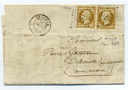 CHEMIN DE FER PARIS ORLEANS /  Paire YT N°13 Bord De Feuille / Losange PC 1214 + T15 ETAMPES / Dept 72 Seine Et Oise - 1849-1876: Classic Period