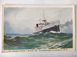 Cpa, Illustrateur Signé Haffner, Bateau, Le Jacques Cartier De La Cie Gle Transatlantique En Croisière L.M.C. - Haffner