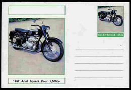 Chartonia (Fantasy) Motorcycles - 1957 Ariel Square Four Postal Stationery Card Unused And Fine - Motos