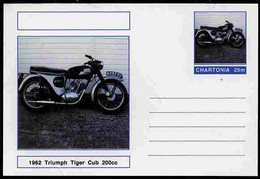 Chartonia (Fantasy) Motorcycles - 1962 Triumph Tiger Cub Postal Stationery Card Unused And Fine - Motos