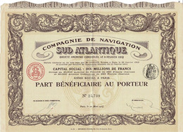 Titre Ancien - Compagnie De Navigation Sud Atlantique - Société Anonyme - Titre De 1914 - Imprimerie Richard - Navy