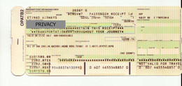 Alt1126 Etihad Airways Billets Avion Ticket Biglietto Aereo Boarding Passenger Receipt Imbarco Milano Abu Dhabi EAU 2007 - World