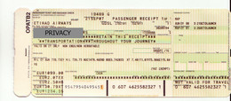 Alt1127 Etihad Airways Billets Avion Ticket Biglietto Aereo Boarding Passenger Receipt Imbarco Abu Dhabi Milano Malpensa - Mundo