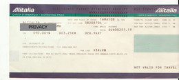 Alt1131 Alitalia Airways Billet Avion Ticket Biglietto Aereo Boarding Pass Passenger Itinerary Receipt Torino Napoli - Europe