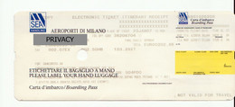 Alt1133 Alitalia Airways Billet Avion Ticket Biglietto Aereo Boarding Pass Passenger Itinerary Receipt Tirana Albania - Europe