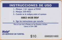 HOLA : DMH01A $10 HOLA BLUE Map Of R.D. USED - Dominicana