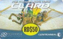 CENTENNIAL : DCE06 $50 CLARO 5 Kids On The Beach In Hammock USED - Dominik. Republik