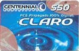 CENTENNIAL : DCE01A $50 CLARO Waterdrop USED - Dominik. Republik