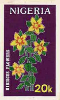 Nigeria 1987, Flowers, Painted Artwork For 20k Value (Hibiscus) By Unknown Artist On Board 5 X 8.5cm - Nigeria (1961-...)