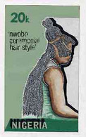 Nigeria 1987, Women's Hairstyles - Original Hand-painted Artwork For 20k Value (Nwobo Hair Style) By Clement O Ogbebor - Nigeria (1961-...)