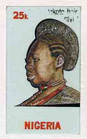 Nigeria 1987, Women's Hairstyles - Original Hand-painted Artwork For 25k Value (Akoto Hair Style) By Clement O Ogbebor - Nigeria (1961-...)