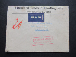 1930 Air Mail LuPo Marken Nr. 119 U. 121 Standart Electric Trading Lahore - Berlin. Roter Stp. Mit Luftpost Befördert - 1911-35 King George V