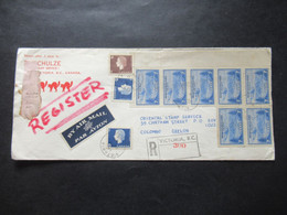 Kanada 1964 Einschreiben Luftpost Victoria B.C. Nach Colombo Ceylon New Foundland Air Mail Marke Als 7er Einheit / Rands - Brieven En Documenten