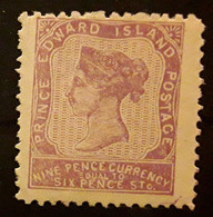 PRINCE EDWARD ISLAND, Canada 1864, Queen Victoria, 9 Pence Purple Yvert No 9, Dentele 12 Perf, Neuf (*), TB - Nuovi