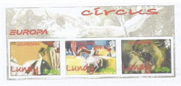 ENGLAND - LUNDY - 2002 - Europa, Circus - Imperf 3v Souv Sheet - Mint Never Hinged - Private Issue - Cinderellas