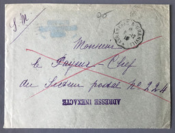 France WW1, Enveloppe 4.12.1916, Convoyeur Avranches à Granville + Griffe ADRESSE INEXACTE - (C2066) - Guerre De 1914-18