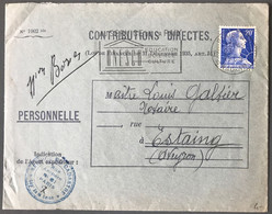 France N°1011B Sur Enveloppe Des Contributions Directs 1958 - (C2074) - 1921-1960: Modern Period