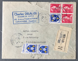 France N°1005 (x3) Et 1011 (x3) Sur Enveloppe Recommandée D'Orange Pour Carpentras 21.3.1957 - (C2078) - 1921-1960: Modern Period