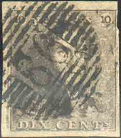 N°1 - Epaulette 10 Centimes Brune, TB Margée Et Obl. P.86 NEUFCHATEAU centrale. En Sus, variété V.25, pos. 191 «Chiffres - 1849 Hombreras