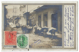 CPA Amérique Venezuela Calle En Caracas Attelage D'ânes âne Tarjeta Postal Timbre Stamps - Venezuela