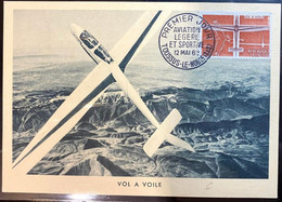 Carte-maximum -Aviation Légère Et Sportive- Vol à Voile  - N° 1340  - Cachet De Toussus Le Noble - 1960-1969