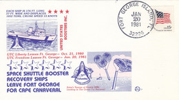 USA 1981 Space Shuttle Booster Recovery Ships Leaves Fort George Commemorative Cover - Nordamerika